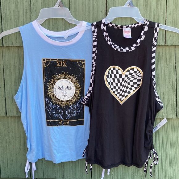 Women's Juniors Graphic Tank Comfy Soft Tops 2-Pack Size XXXL - Picture 1 of 8